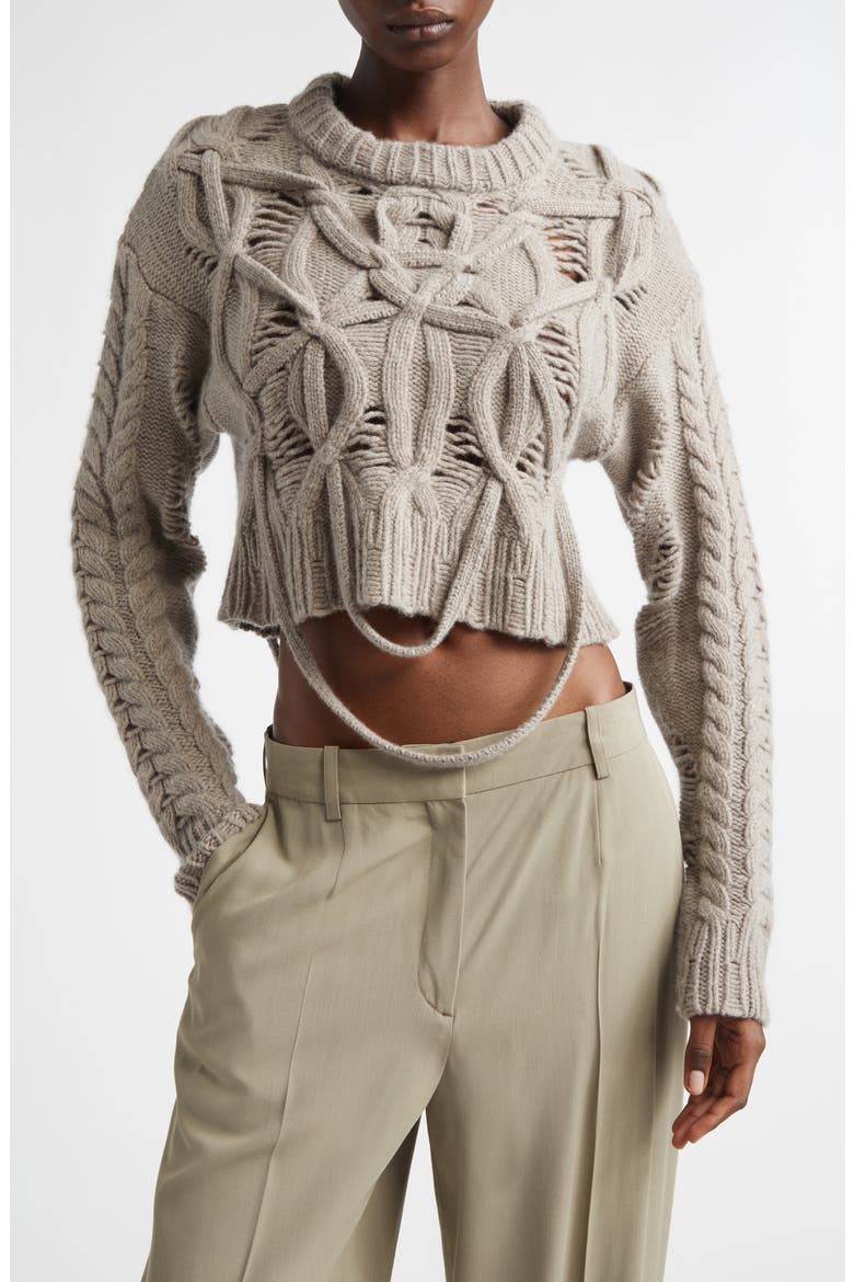 Briar Merino Wool & Cashmere Cable Sweater, Main, color, PURPLE HAZE
