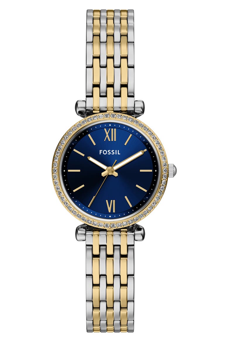 Carlie Mini Two-Tone Bracelet Watch, 28mm, Main, color, TWO TONE BLUE