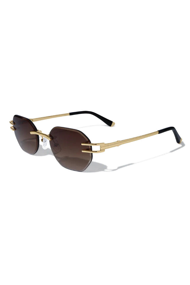 Emil Rimless Sunglasses, Alternate, color, Brown