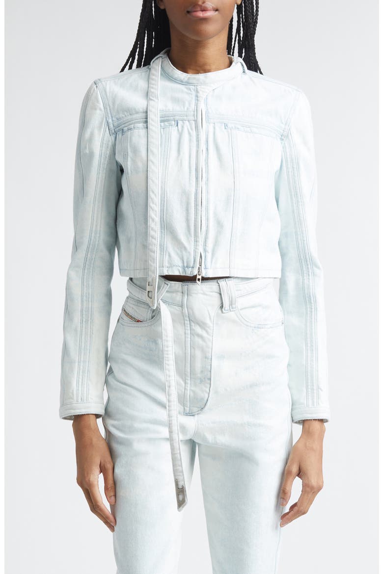 De-Saphix Crop Satin Denim Jacket, Main, color, DENIM