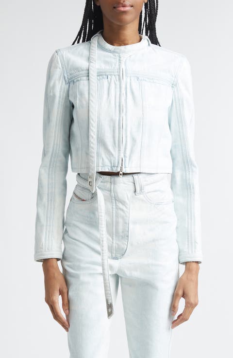 De-Saphix Crop Satin Denim Jacket