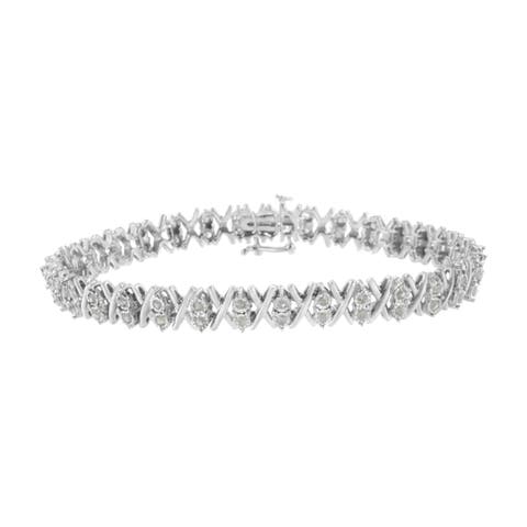 Silver 1.0 Ctw Diamond Miracle-Set X-Link Tennis Bracelet