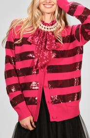 Isaac Mizrahi New York Stripe Sequin Cardigan