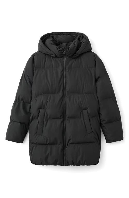 Mango Teen Hooded Puffer Coat In Black