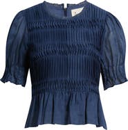 A.REN Brigette Smocked Peplum Top