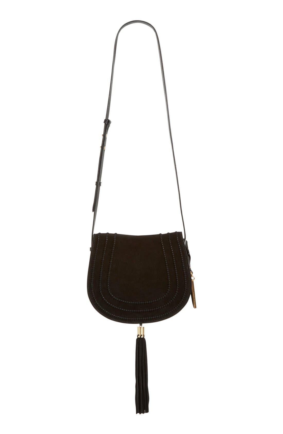 Vince Camuto 'Izzi' Tassel Leather & Suede Crossbody Bag, Alternate, color, 