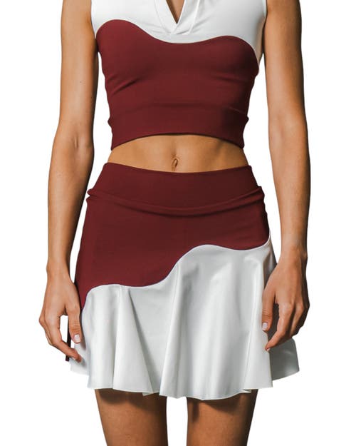 Port De Bras Wave Skirt In Burgundy-chantilly