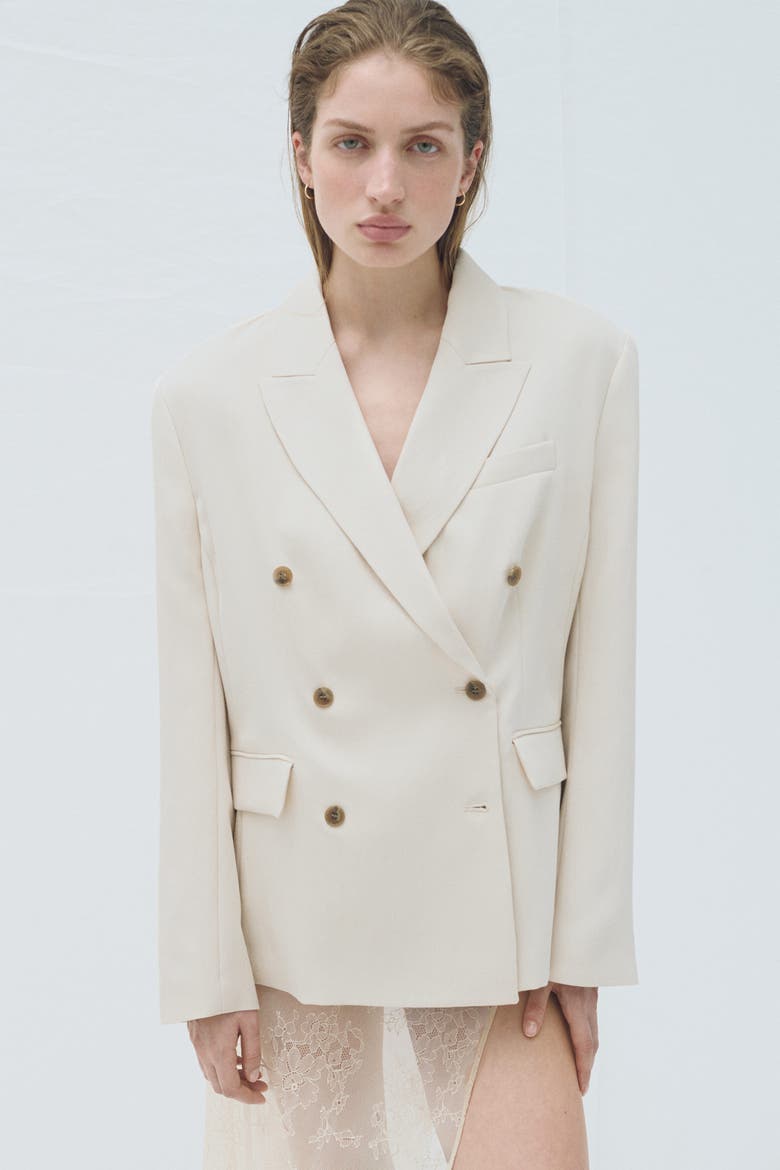 Double-breasted Blazer, Main, color, Light beige