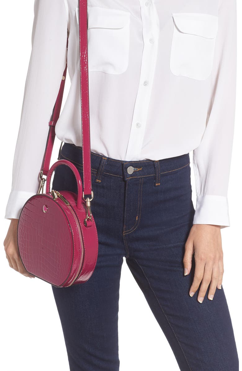 Kate Spade New York andi croc embossed canteen bag, Alternate, color,