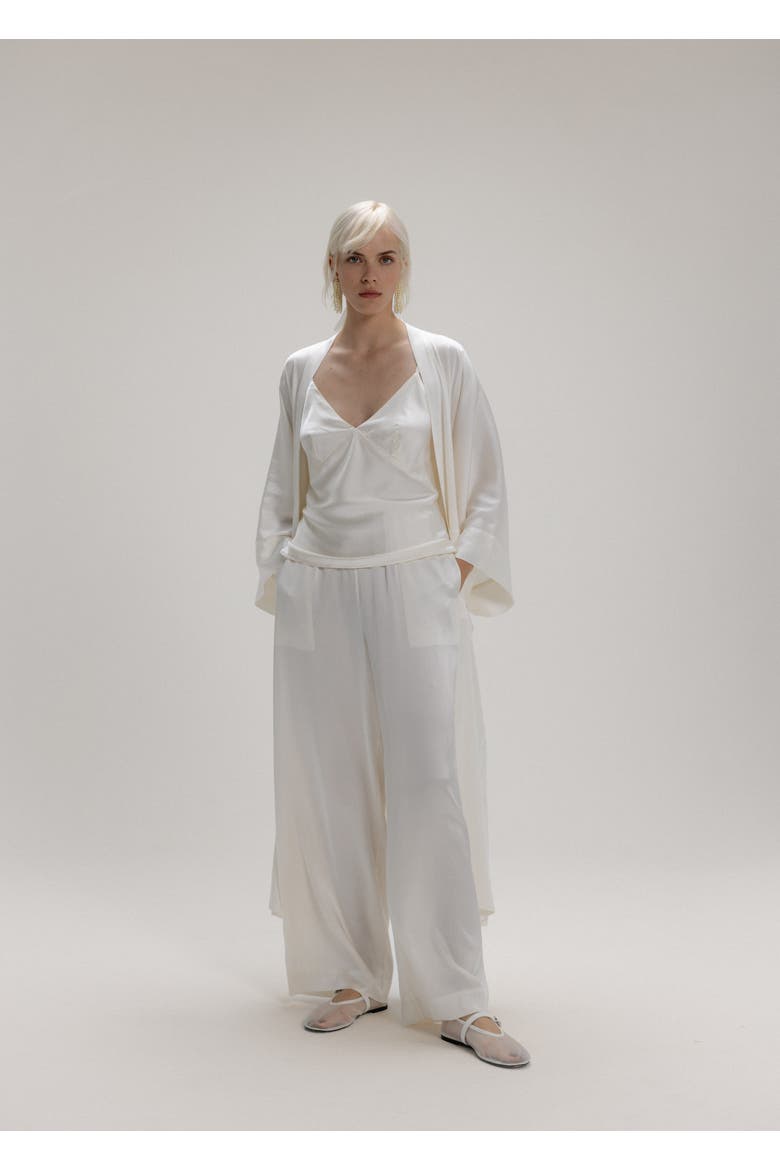 Silk Long Sleeve Robe, Alternate, color, Milk White