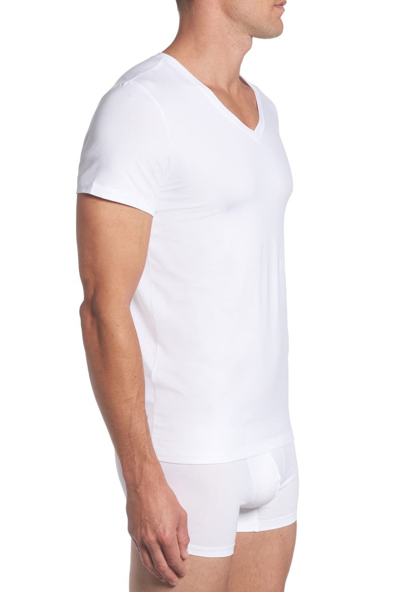 Cotton Superior Fitted V-Neck Cotton T-Shirt, Alternate, color, WHITE