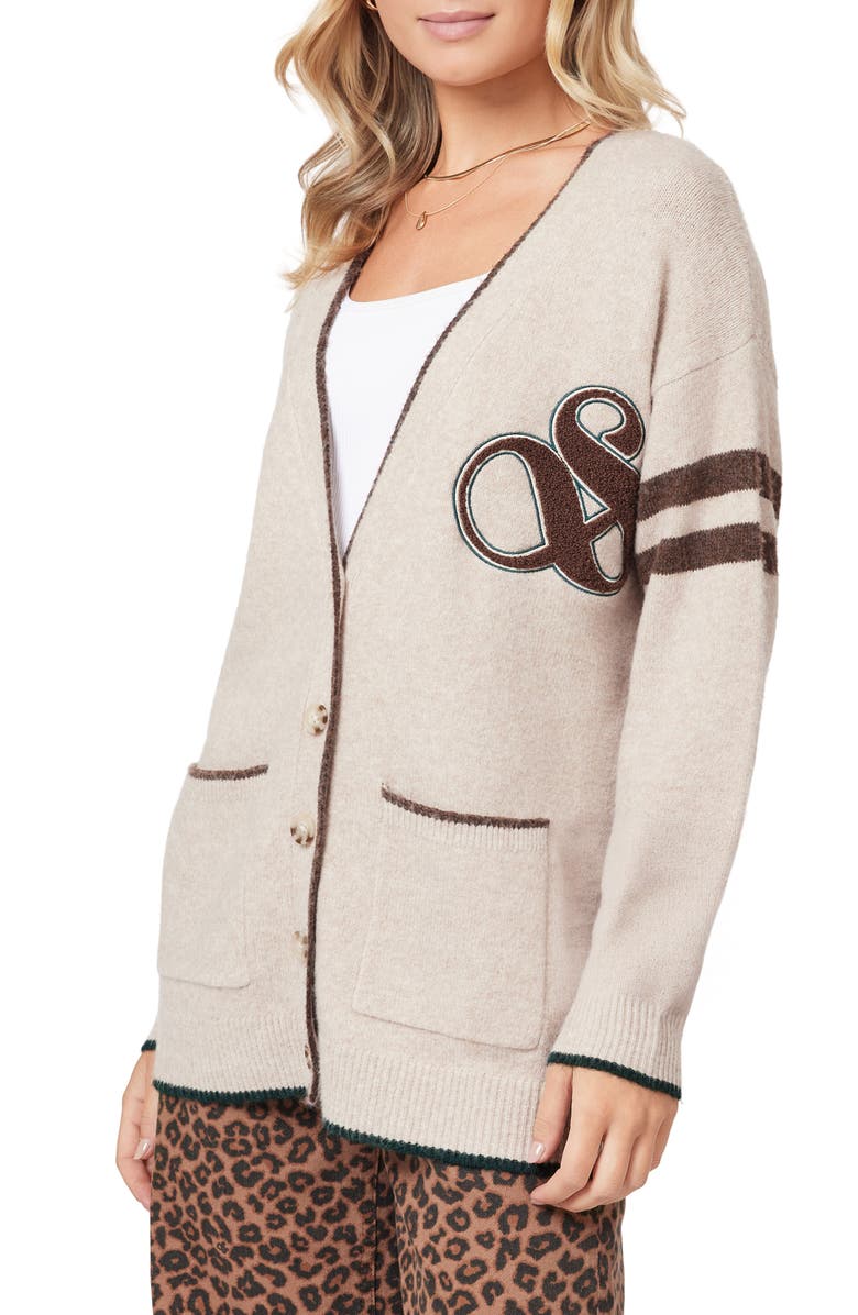 Scotch & Soda Varsity Cardigan, Alternate, color, Medium Oatmeal Heather