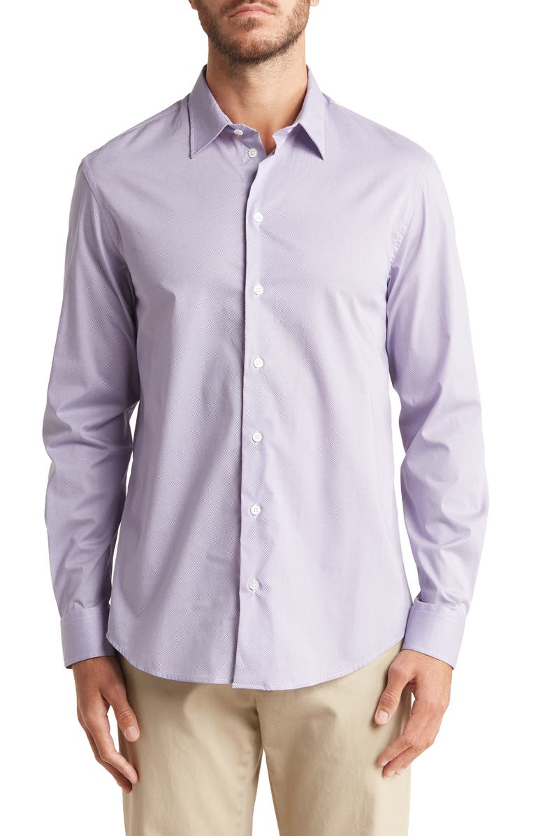 Emporio Armani Check Stretch Cotton Button-Up Shirt, Main, color, 