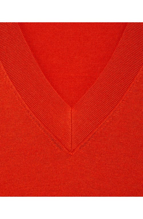 Mango V-neck Sweater In Red