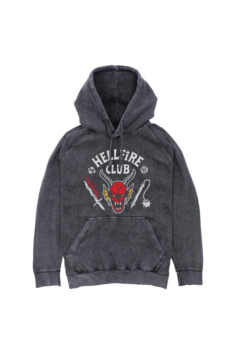 Men's Stranger Things Hellfire Club Costume  Pull Over Hoodie, Main, color, Black