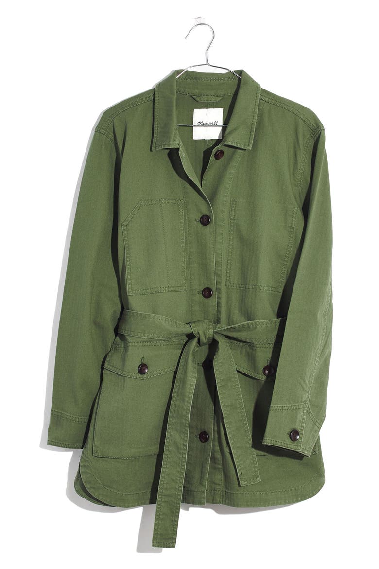 Tie Waist Military Jacket, Alternate, color, PALM TREE