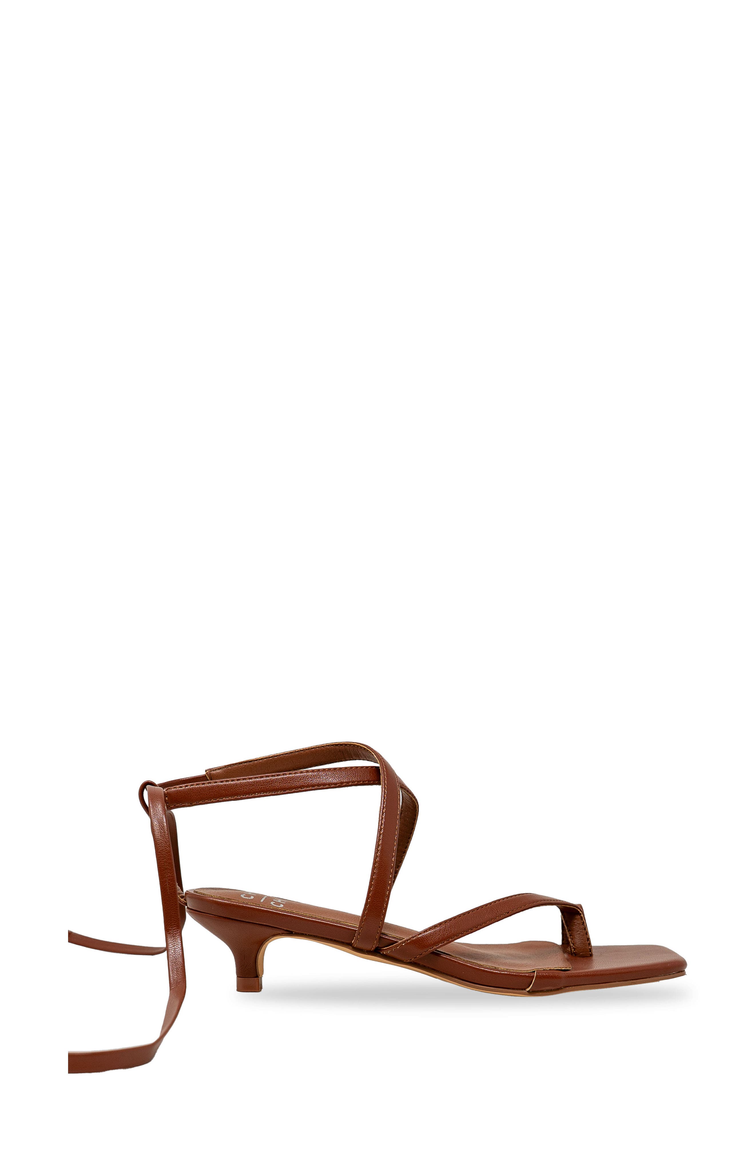 Lace-Up Kitten Heel Sandal, Alternate, color, BROWN PU