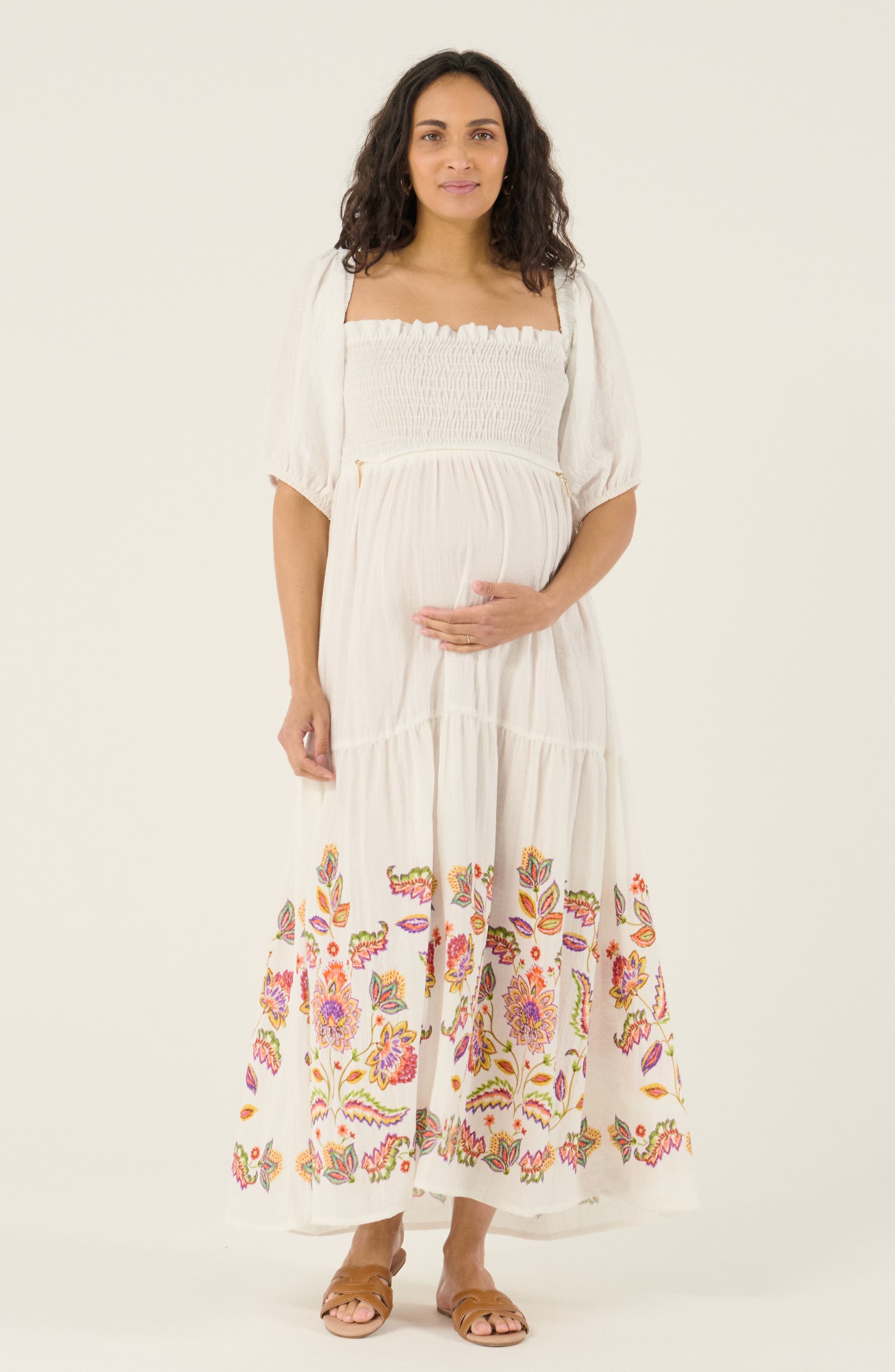 Maternity and Nursing Behemian style Smock Long Dress Mila