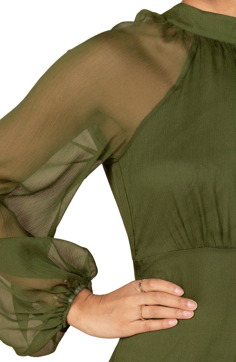 Petal & Pup Julip Long Sleeve Tiered Maxi Dress, Alternate, color, Olive