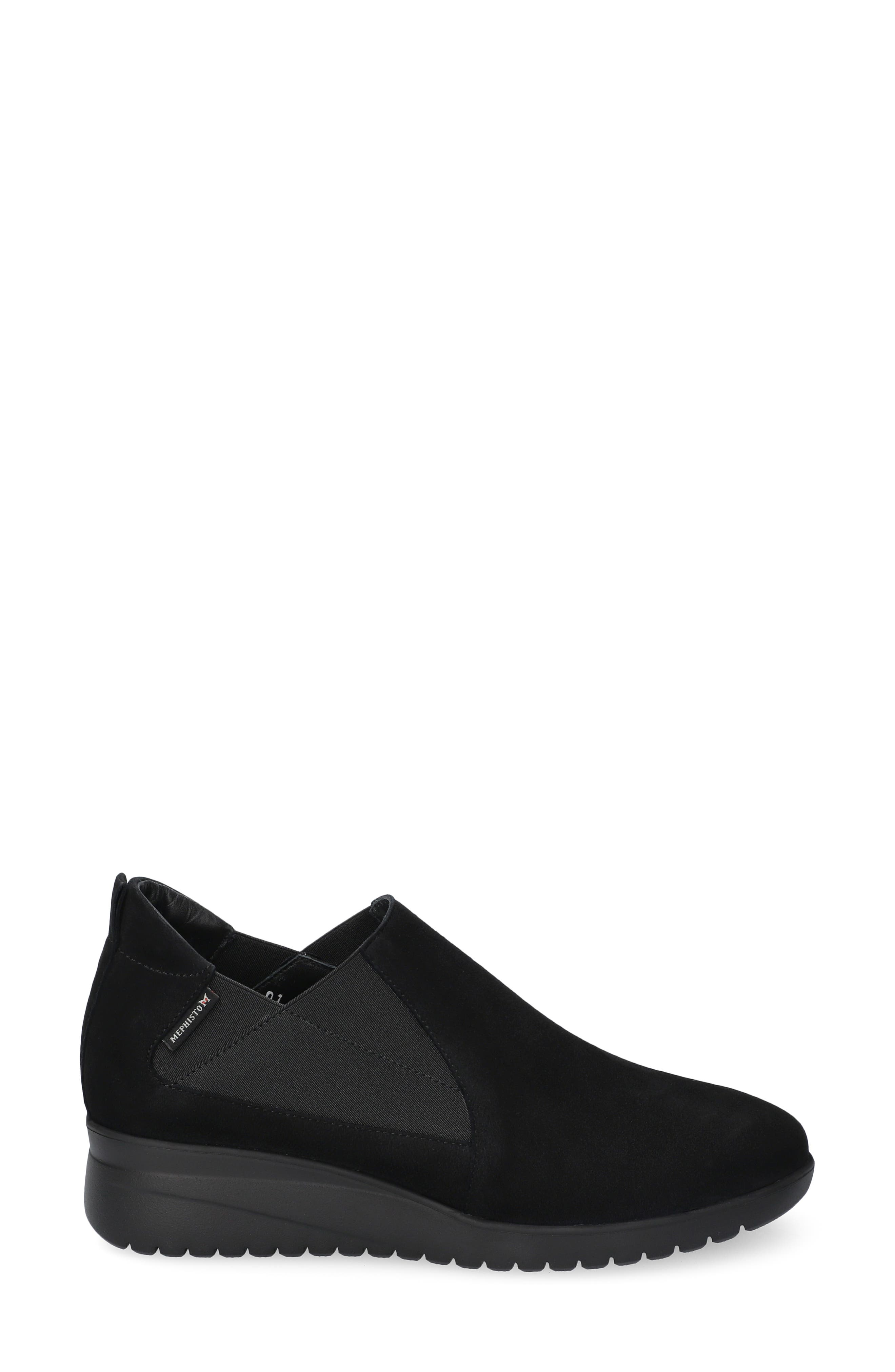 Mephisto Ibelina Wedge Slip-On Sneaker, Alternate, color, Black
