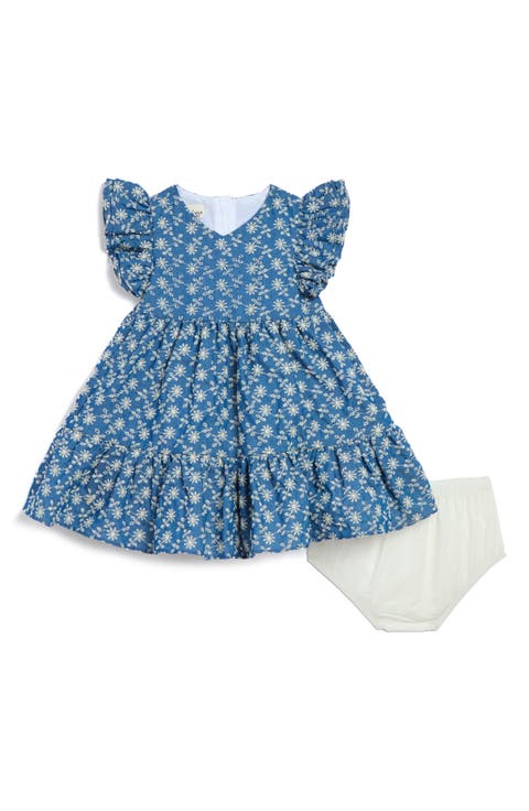 Tiered Eyelet Chambray Dress (Baby)