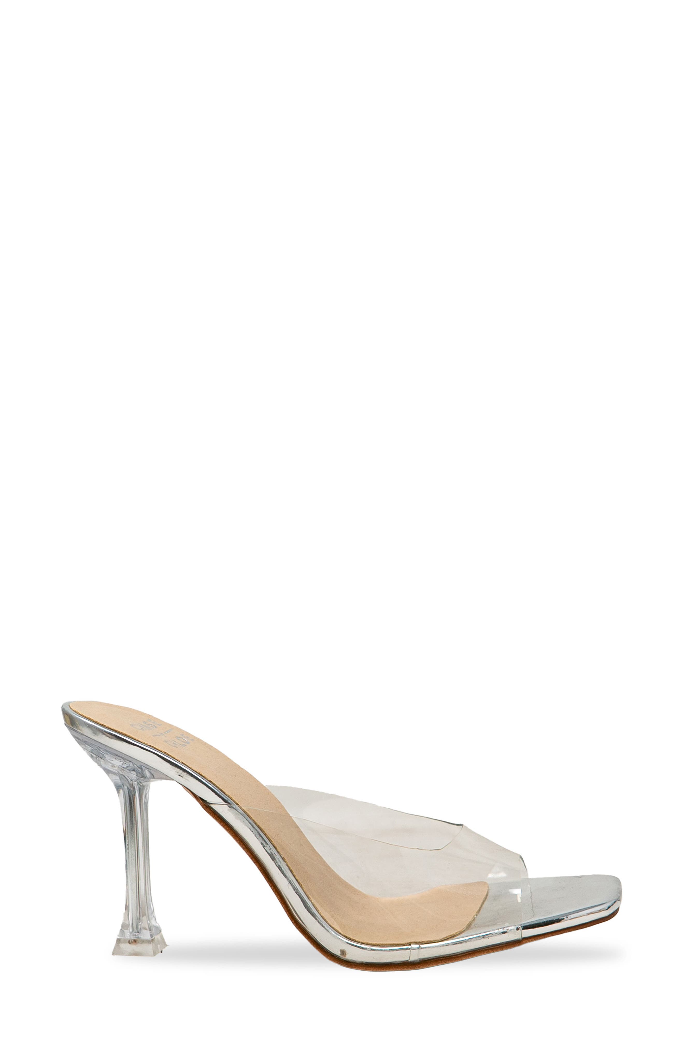 CHASE AND CHLOE Echo Square Toe Sandal, Alternate, color, Clear Silver