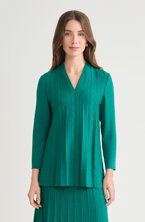 Tonal Multi-Stitch Flared Soft Knit Tunic