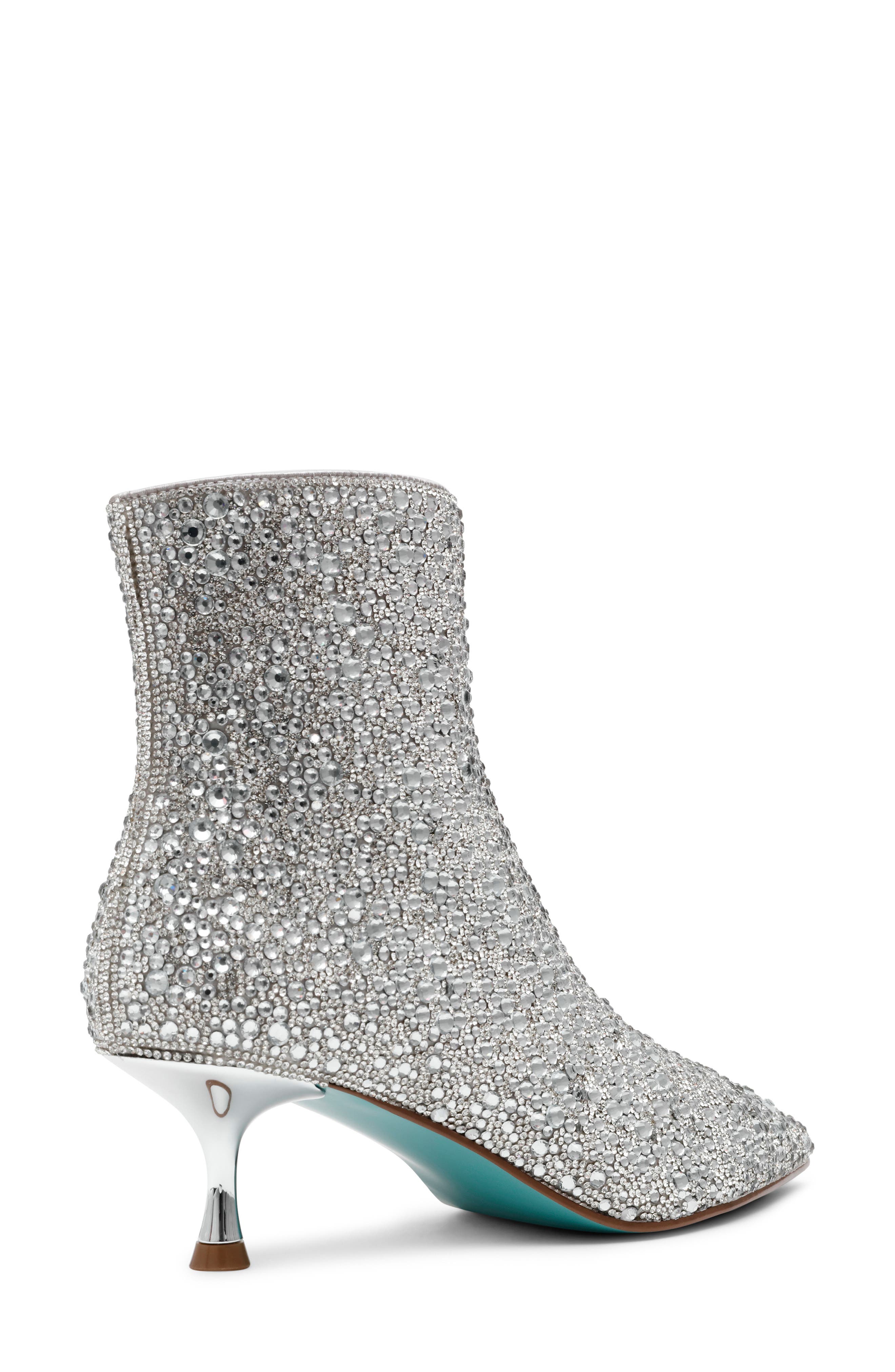 Betsey Johnson Ash Embellished Pointed Toe Kitten Heel Bootie, Alternate, color, 