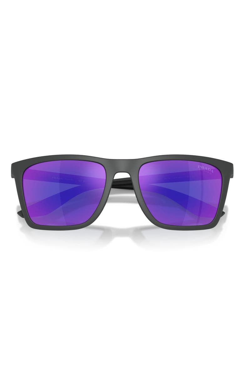 Prada Linea Rossa 56mm Pillow Sunglasses, Alternate, color, Rubbered Grey / Blue Violet