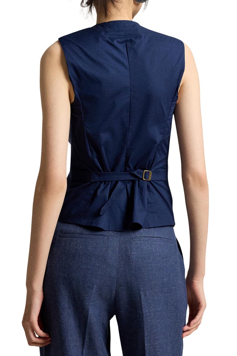 Linen & Cotton Vest, Alternate, color, BLUE MELANGE