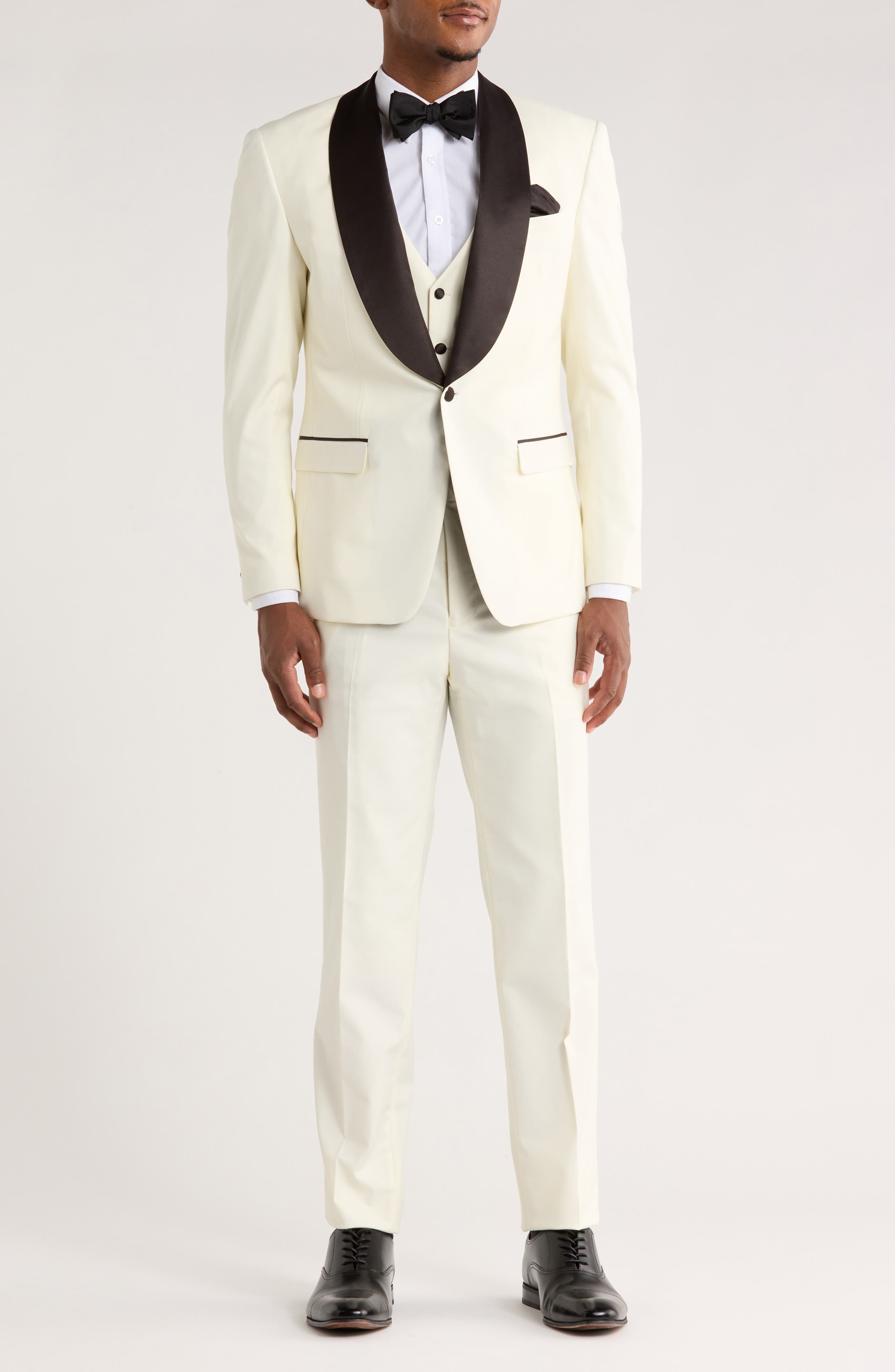 ZEGARIE Ivory Shawl Collar 3-Piece Tuxedo
