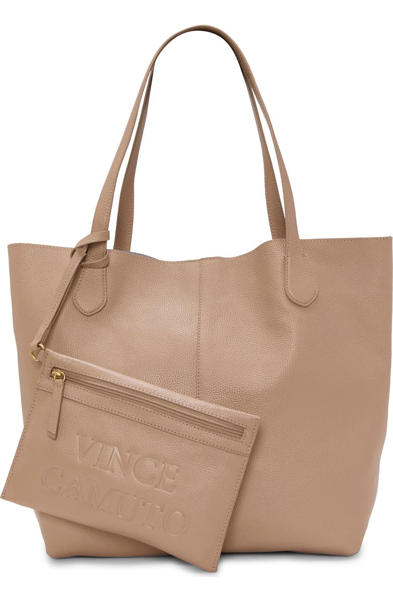 Vince Camuto Jenna Pebble Leather Tote, Main, color, Medium Brown