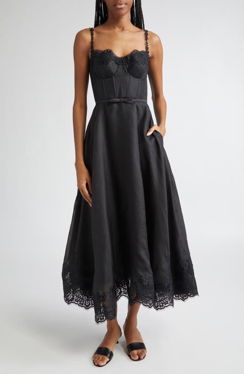 Zimmermann Hypnotic Lace Trim Corset Dress In Black