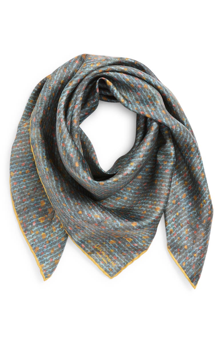 Lafayette 148 New York Textile Print Silk Twill Square Scarf, Alternate, color, Bluebell Multi