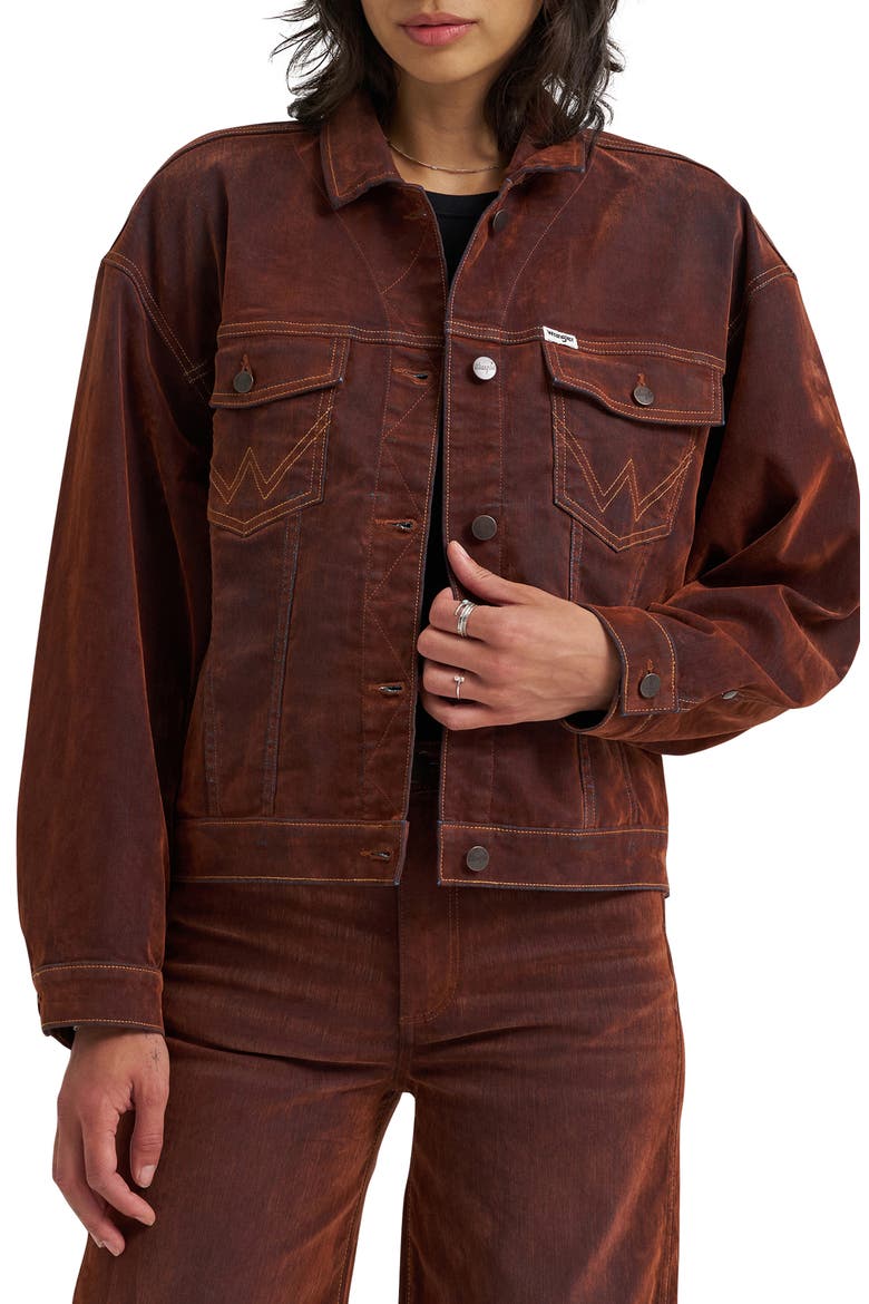 Flocked Denim Cowboy Jacket, Main, color, CINNAMON HILL