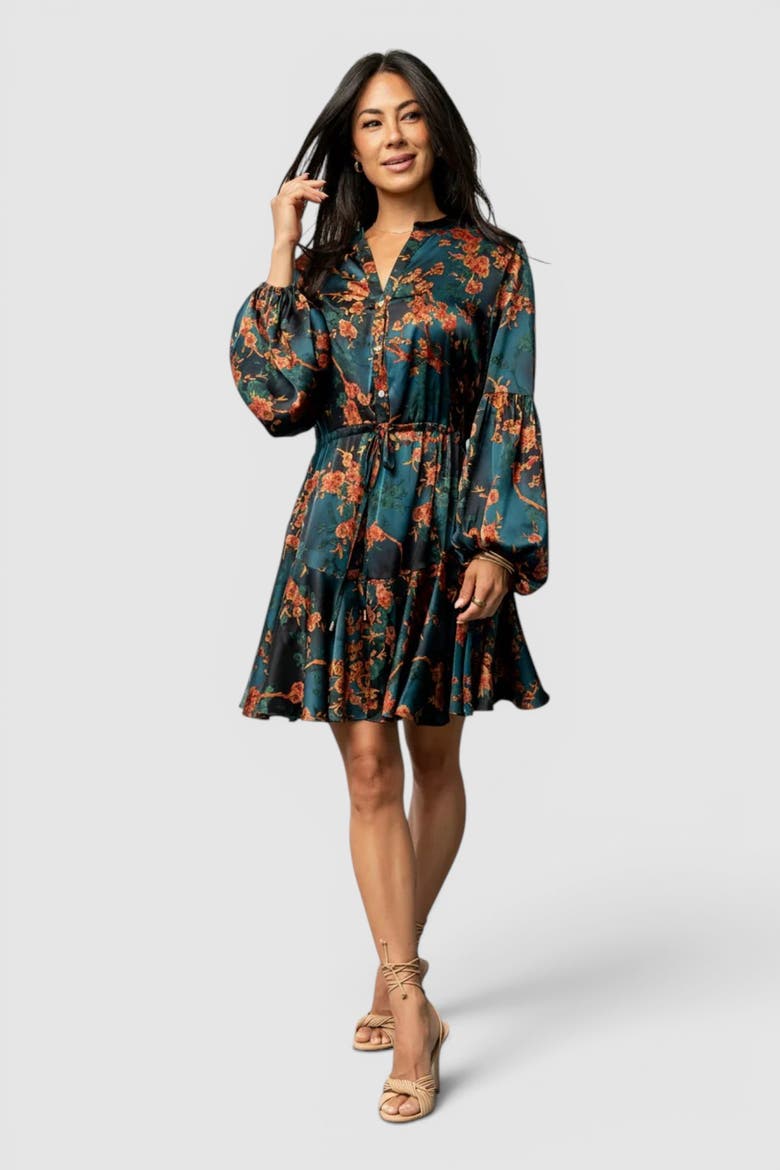 Venice Short Dress, Main, color, Jade + Copper Floral