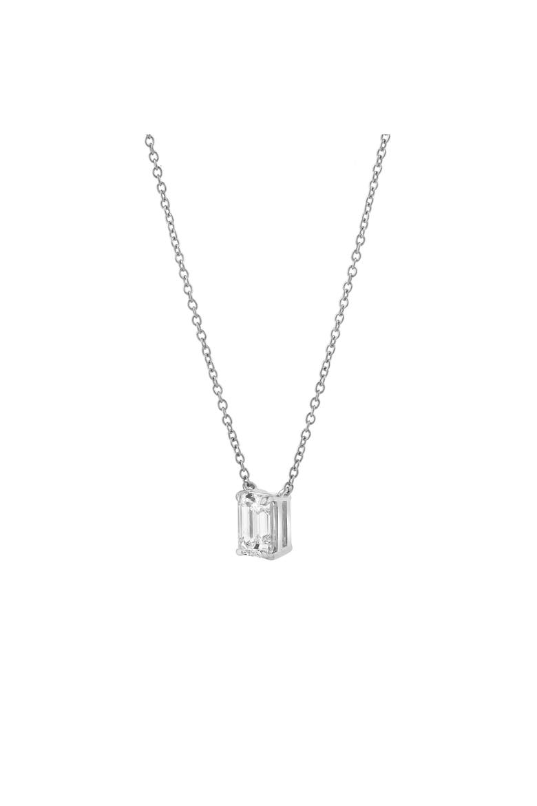 Emerald Elegance 14K Gold Lab Grown Diamond Necklace - 1 ct, Alternate, color, 14K White Gold