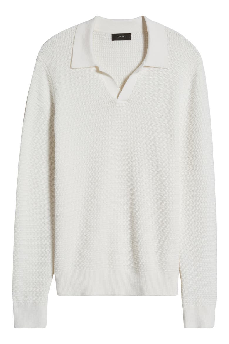 Craftsman Rib Johnny Collar Sweater, Alternate, color, OFF WHITE
