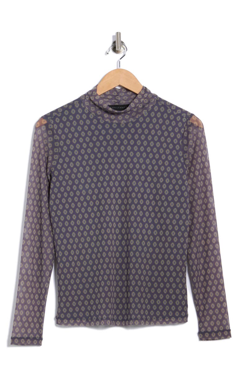 Sanctuary Everyday Mock Neck Long Sleeve Mesh Top, Alternate, color, Calypso