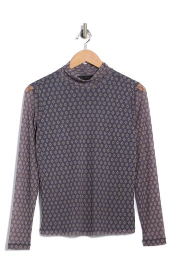 Sanctuary Everyday Mock Neck Long Sleeve Mesh Top In Multi