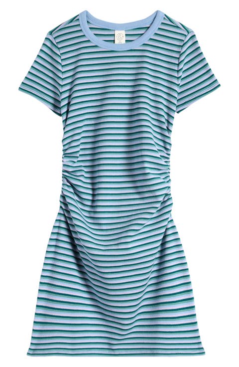 Kids' Stripe Ruched T-Shirt Dress (Big Kid)