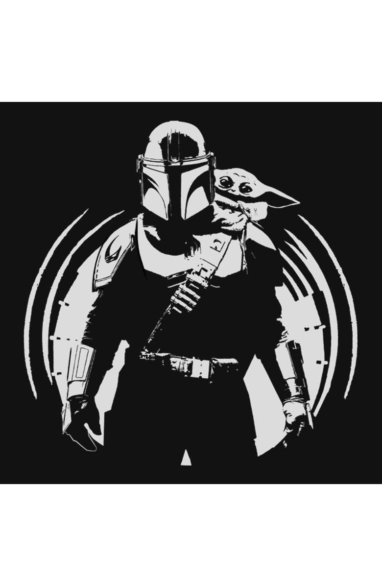 Star Wars: The Mandalorian and Grogu Girl's Star Wars The Mandalorian and Grogu Black and White Sketch  Graphic T-Shirt, Alternate, color, Black