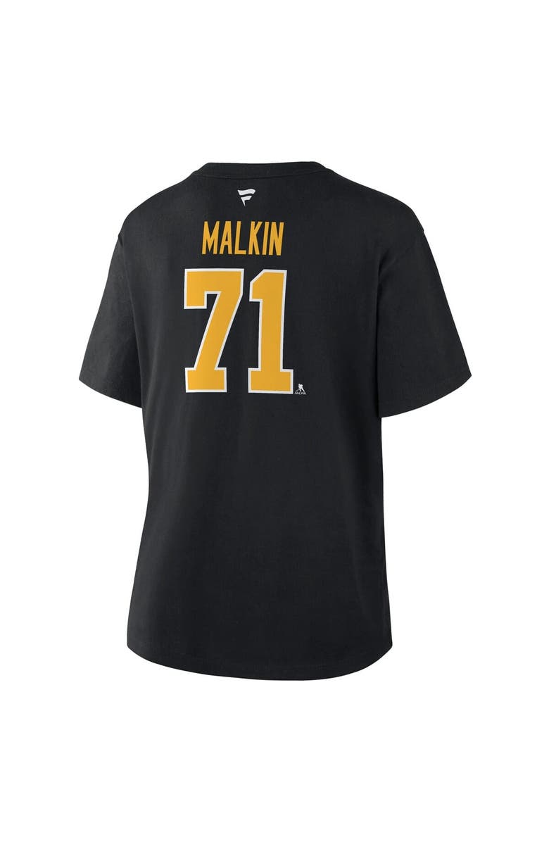 FANATICS Women's Fanatics Evgeni Malkin Black Pittsburgh Penguins Authentic Stack Name & Number T-Shirt, Alternate, color, Black