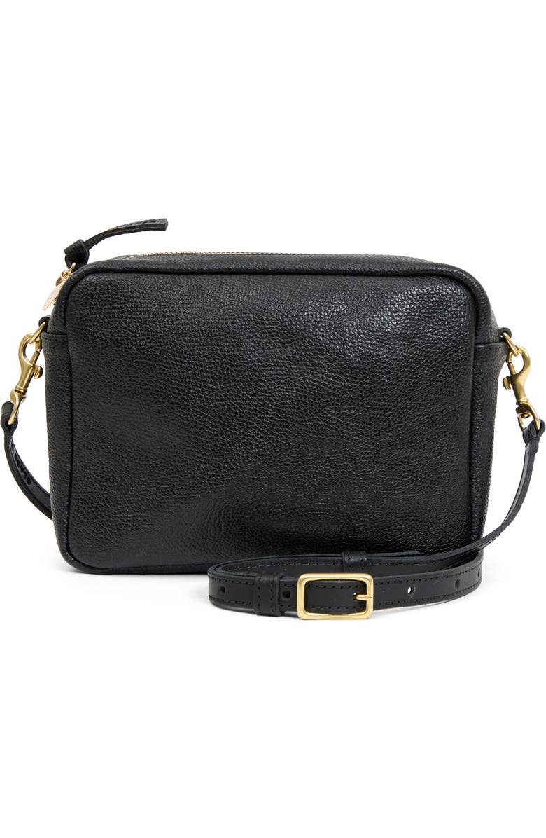 Clare V. Midi Sac Petit Caviar Leather Crossbody Bag, Main, color, Black