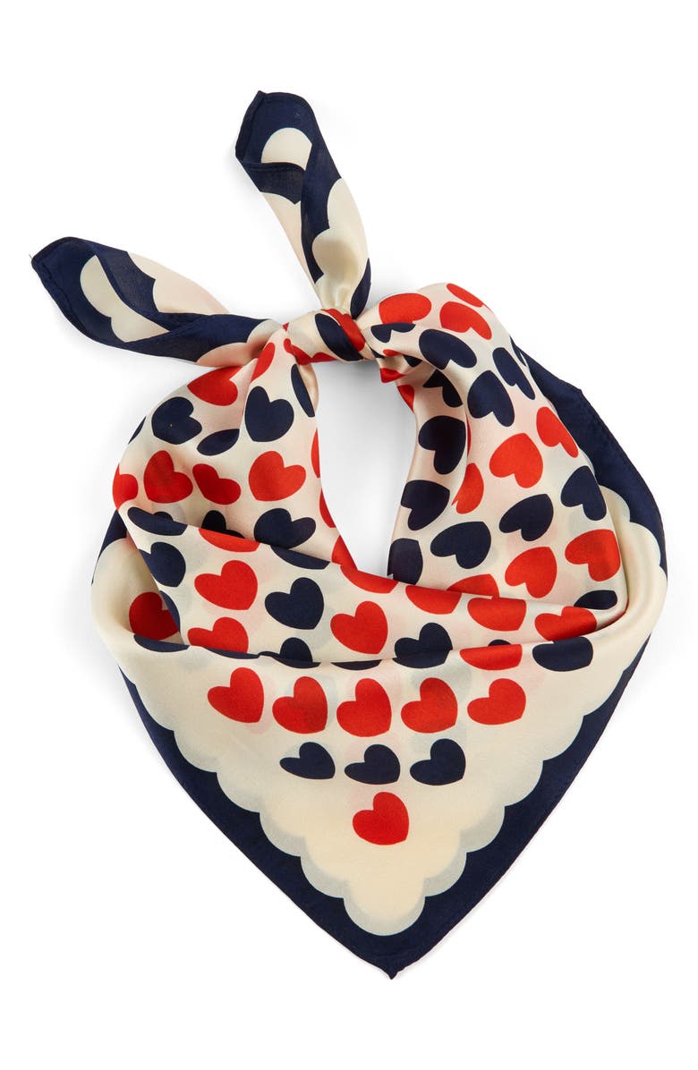 Viens Avec Moi Hearts Mini Silk Square Scarf, Alternate, color, 