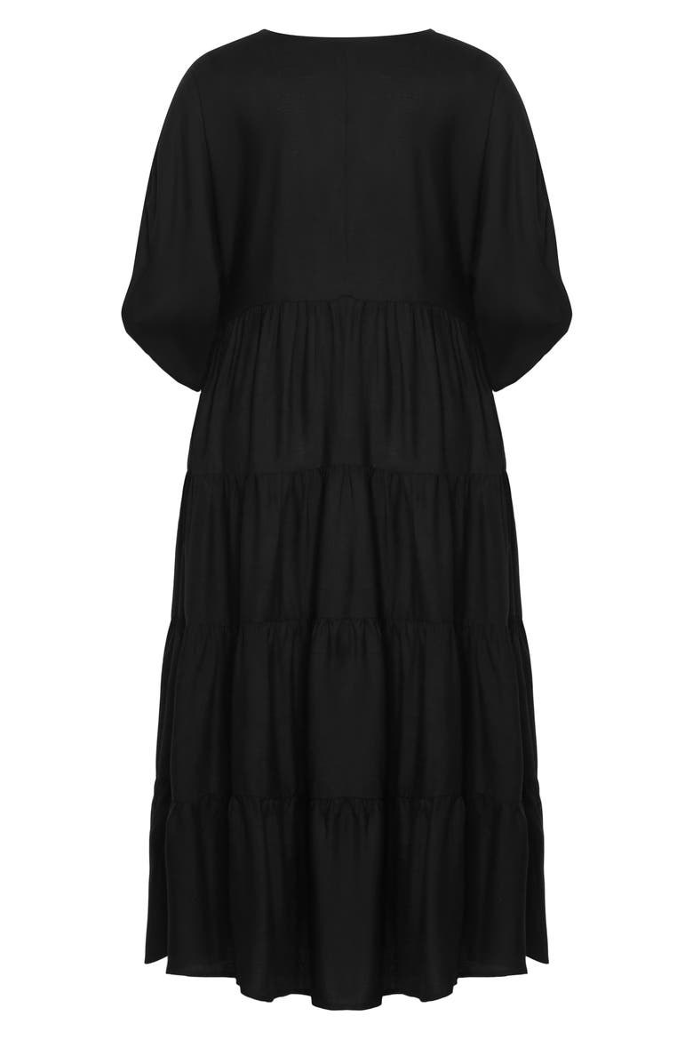 Jenna Puff Sleeve Dress, Alternate, color, BLACK