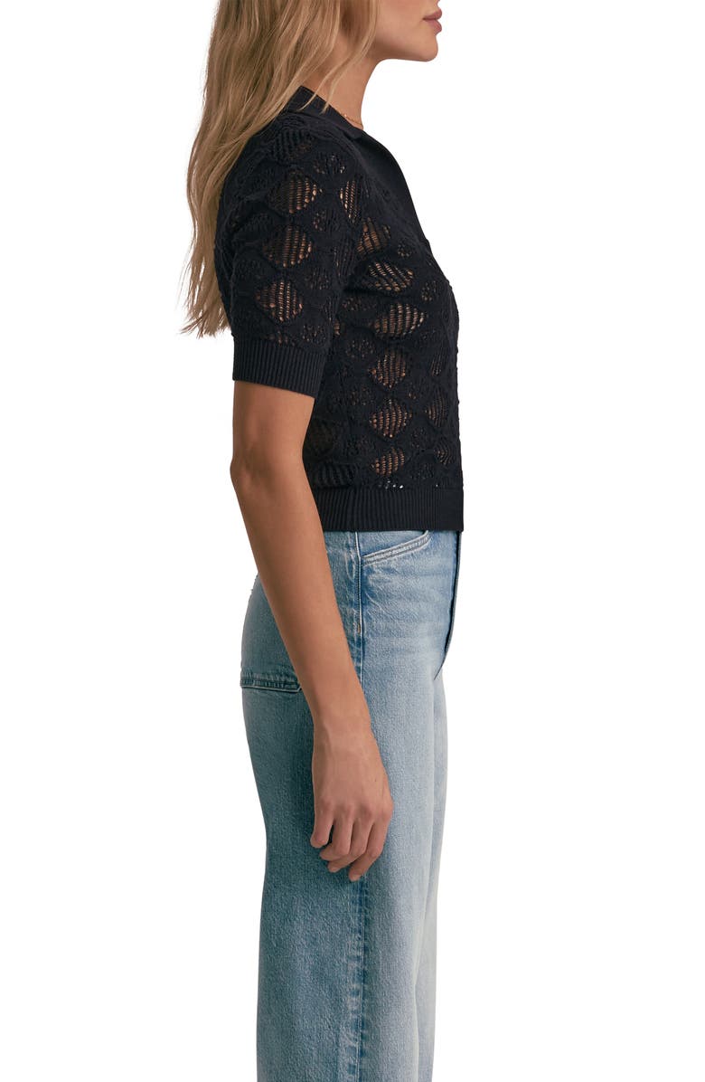 Favorite Daughter The Courtside Open Stitch Polo Sweater, Alternate, color, Navy