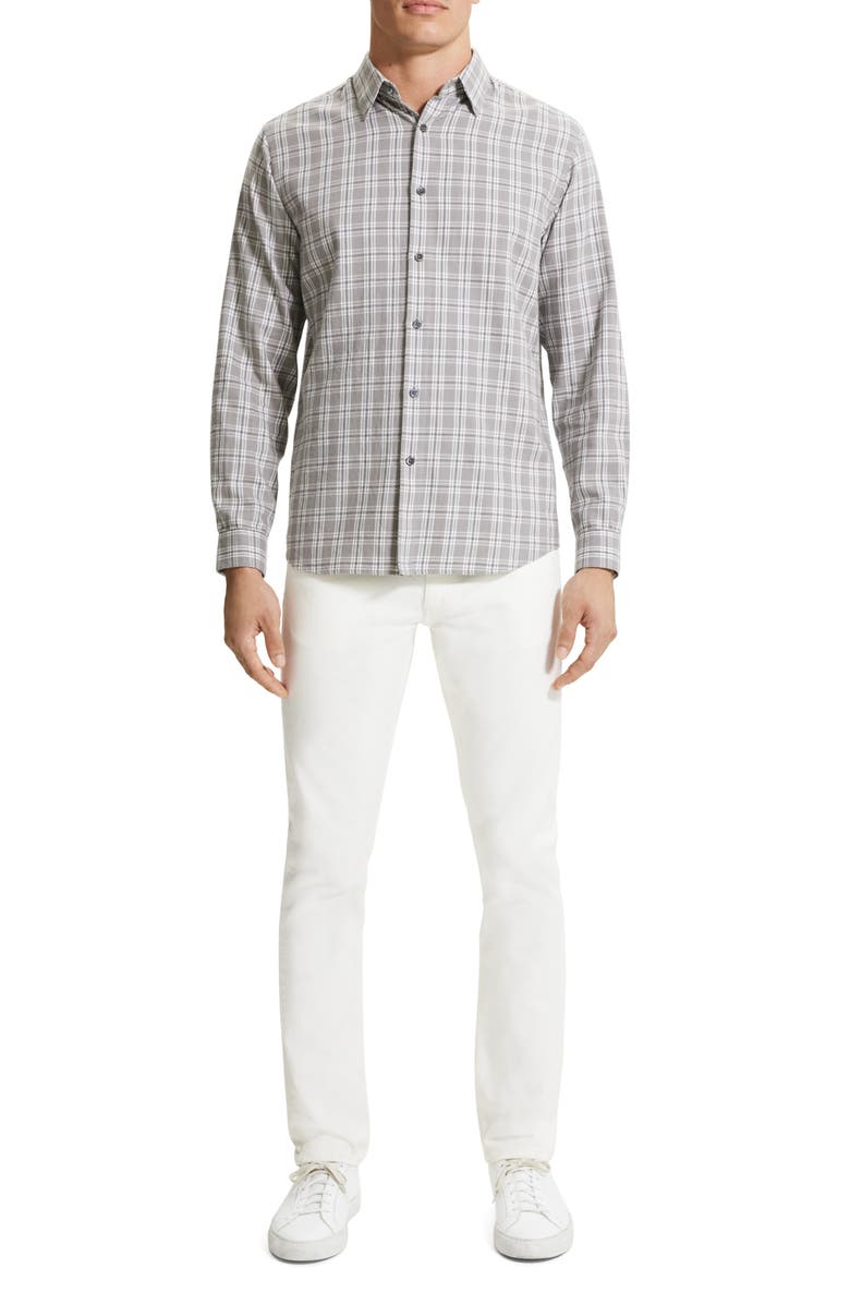 Theory Irving Medium Check Cotton Button-Up Shirt, Alternate, color, 