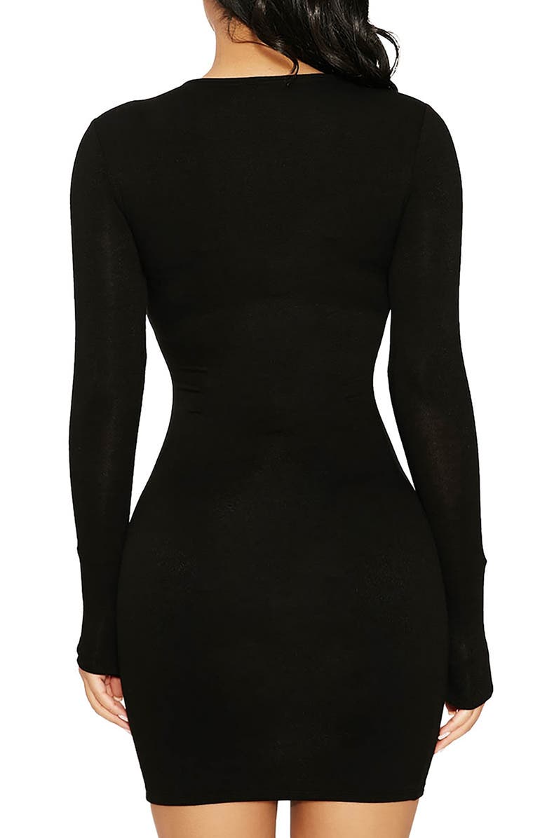 Naked Wardrobe Got U in a Bind Long Sleeve Minidress, Alternate, color, 
