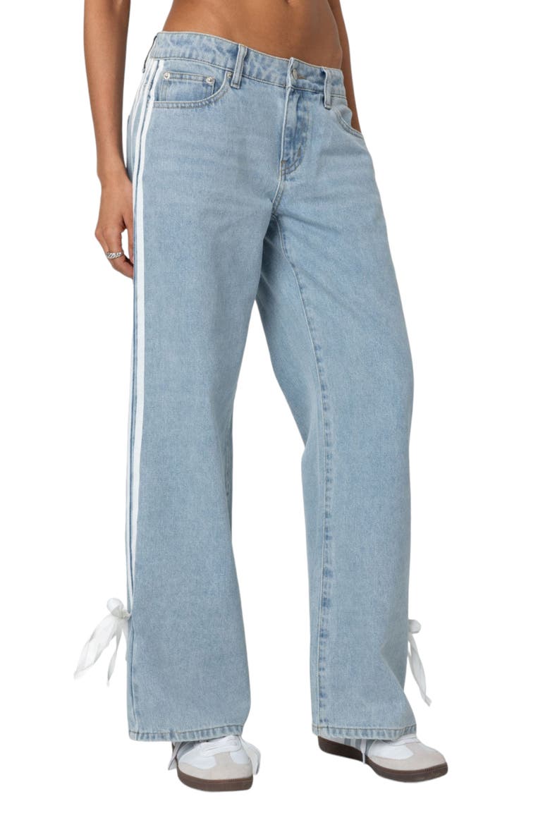 Ribbon Stripe Baggy Low Rise Jeans (Women) | Nordstrom